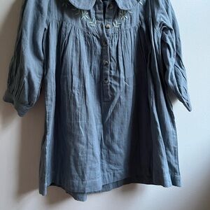 Blue Button-Up 5/6T dress with Embroidery